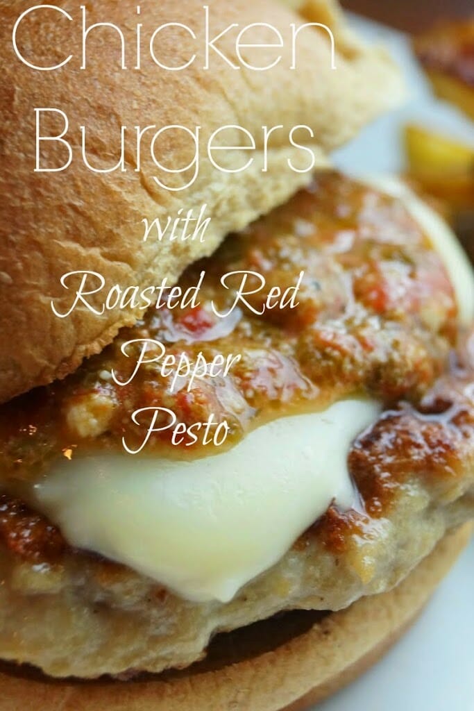 Chicken Burgers with Roasted Red Pepper Pesto