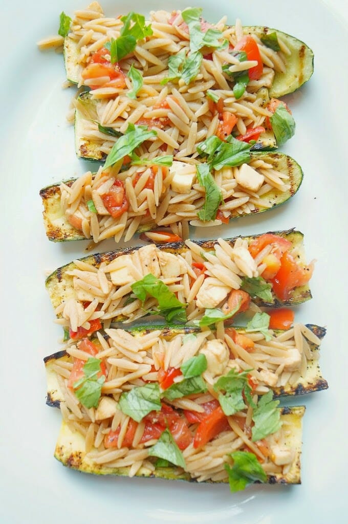Grilled Zucchini with Caprese Orzo Salad