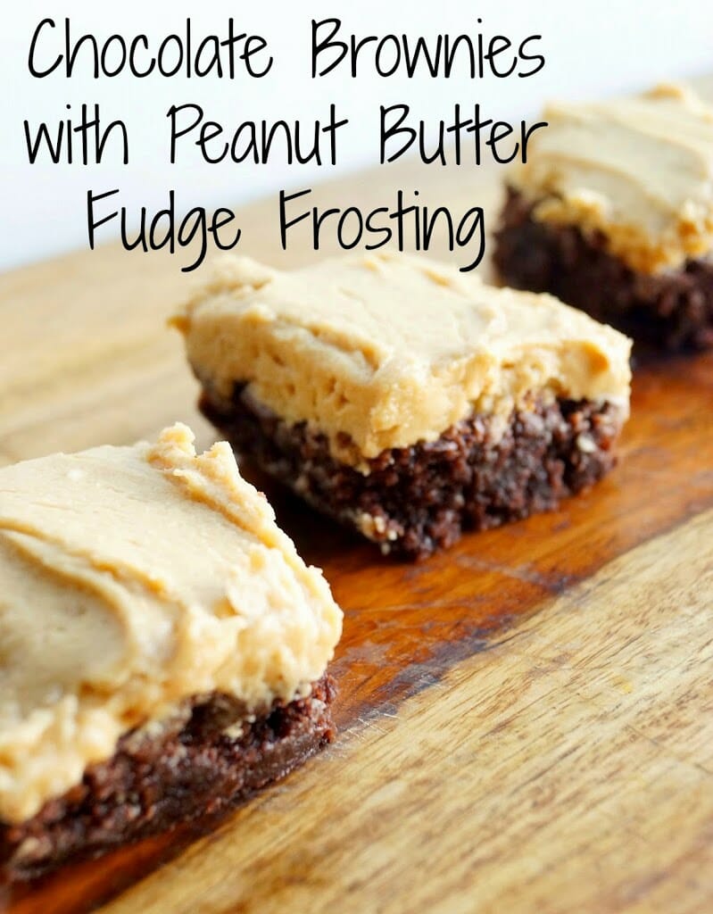 Chocolate Brownies with Peanut Butter Fudge Frosting 