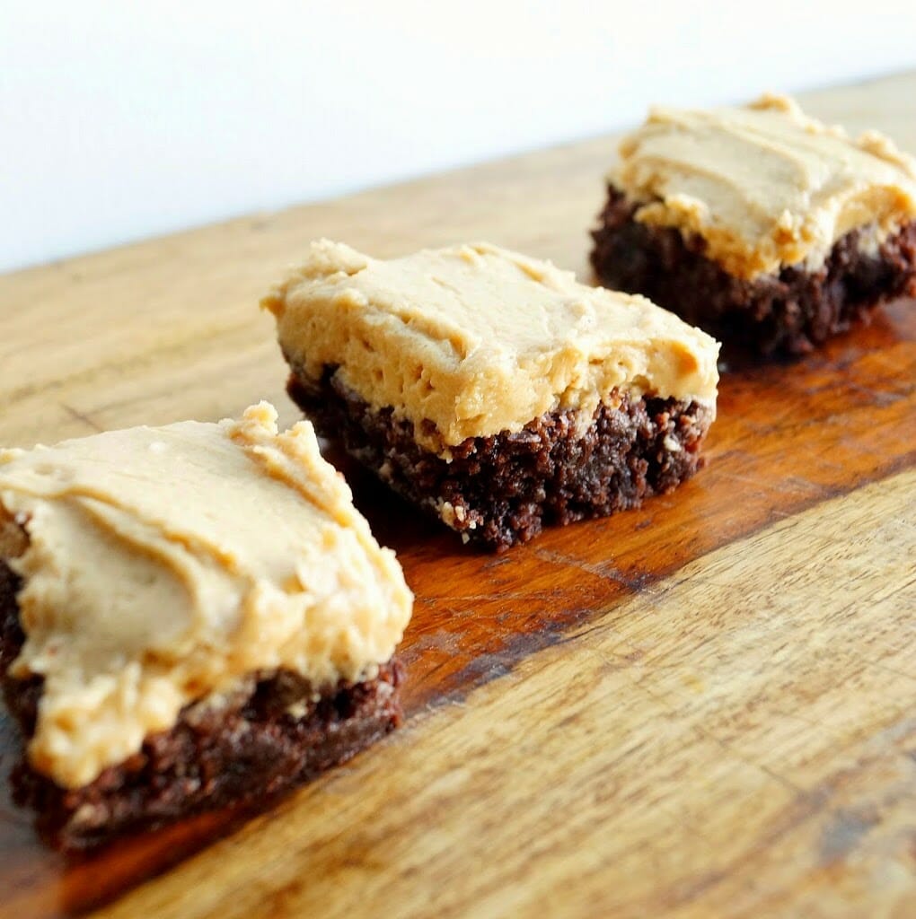 Chocolate Brownies with Peanut Butter Fudge Frosting