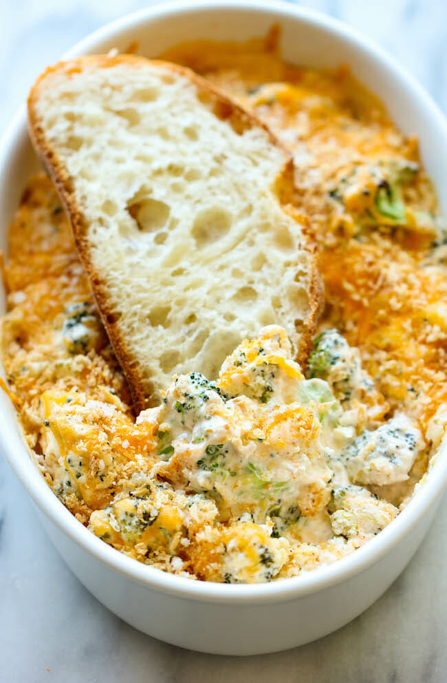 Baked Broccoli Parmesan Dip - A wonderfully hot and cheesy broccoli dip that is sure to be a crowd pleaser!