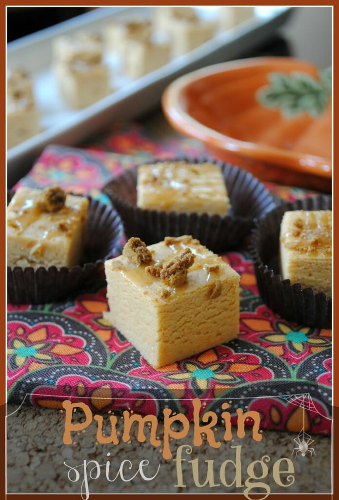 Pumpkin Spice Fudge: soft flavorful fudge with JELLO pudding mix and topped with crushed gingersnaps. So delicious!