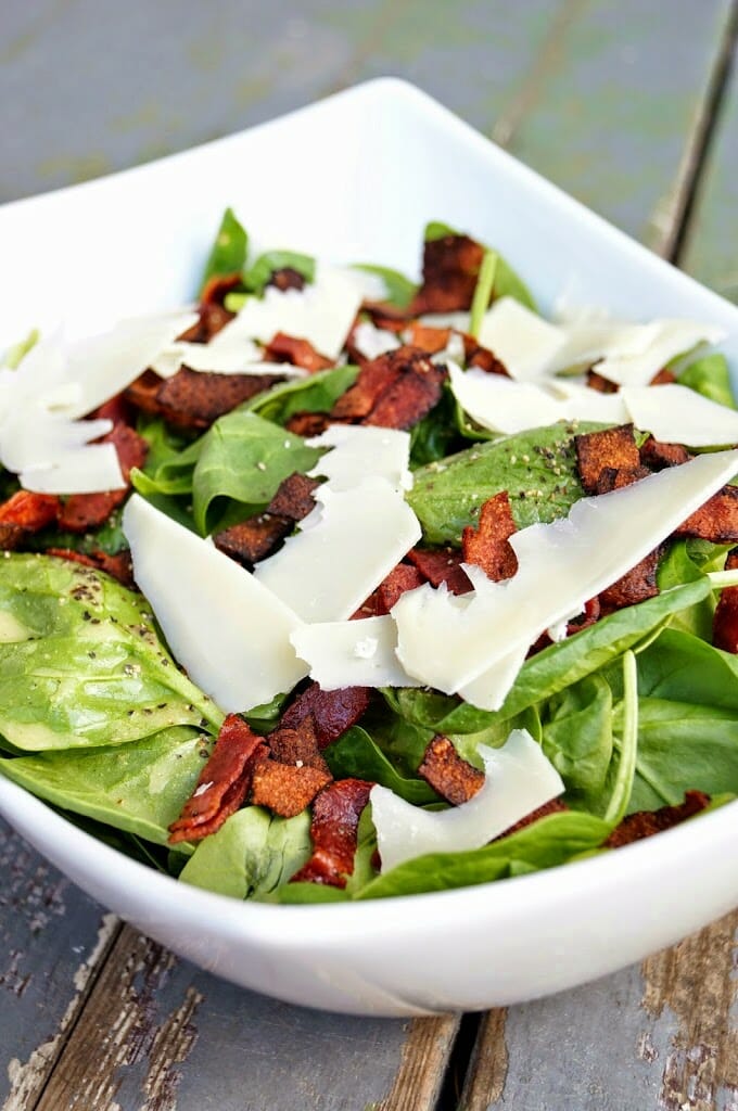 Spinach and Bacon Salad with Apple Cider Vinaigrette 