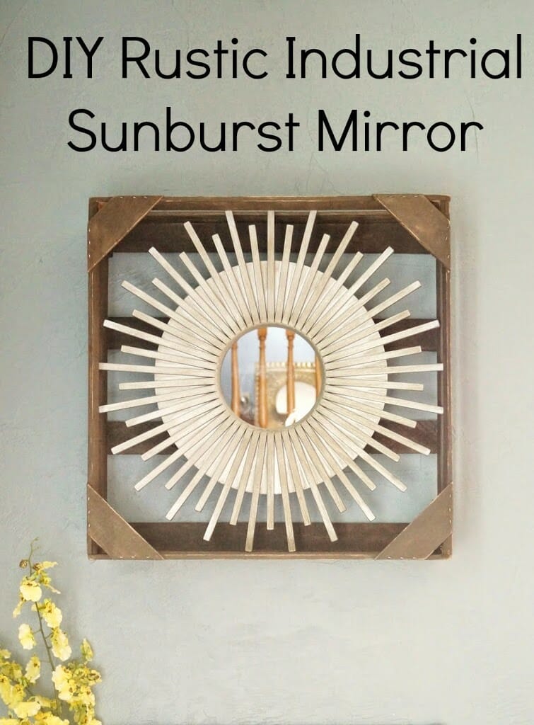 DIY Rustic Industrial Sunburst Mirror from Upcycled Pallet Box