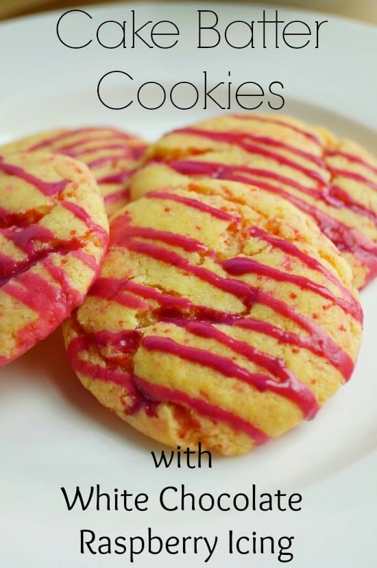 Cake Batter Cookies with White Chocolate Raspberry Icing