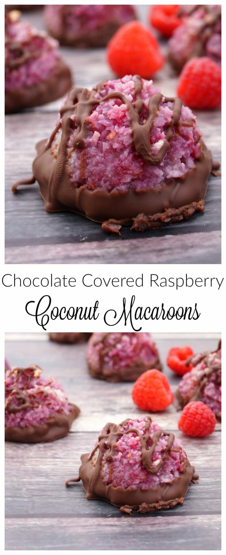 Chocolate Covered Raspberry Coconut Macaroons
