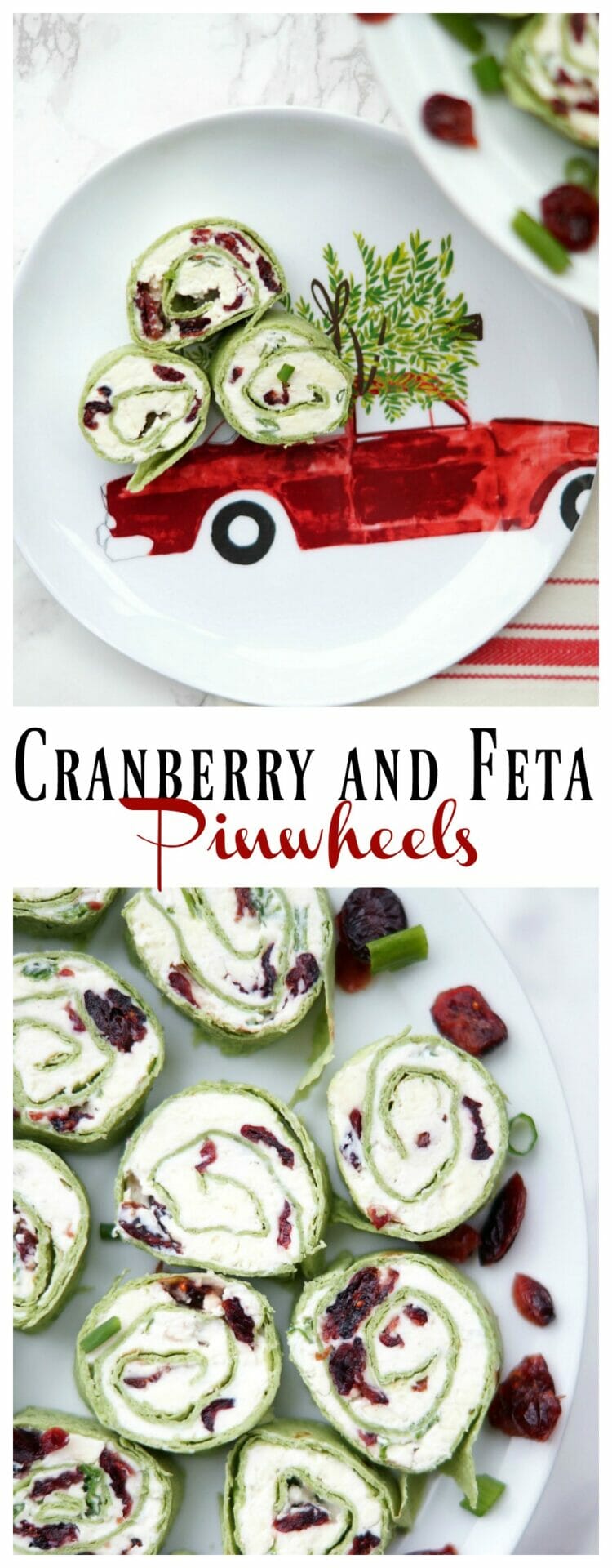 Cranberry and Feta Pinwheels, an easy appetizer perfect for Christmas!