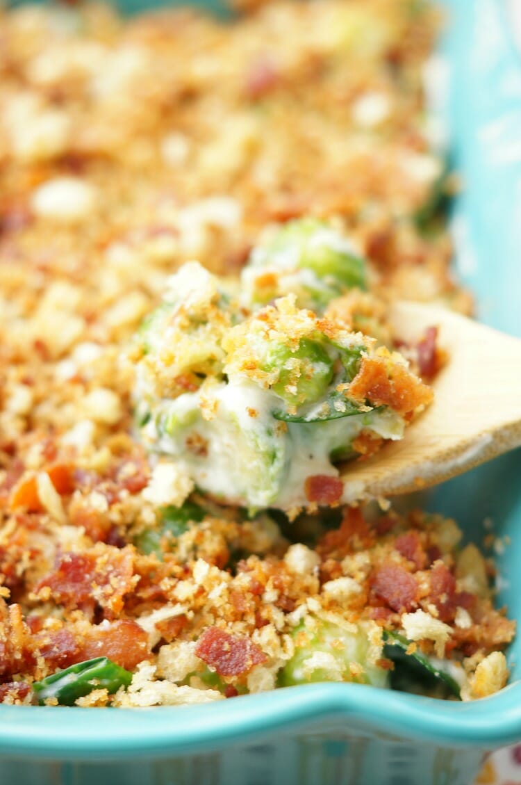 Brussels Sprouts Gratin with Bacon Breadcrumbs