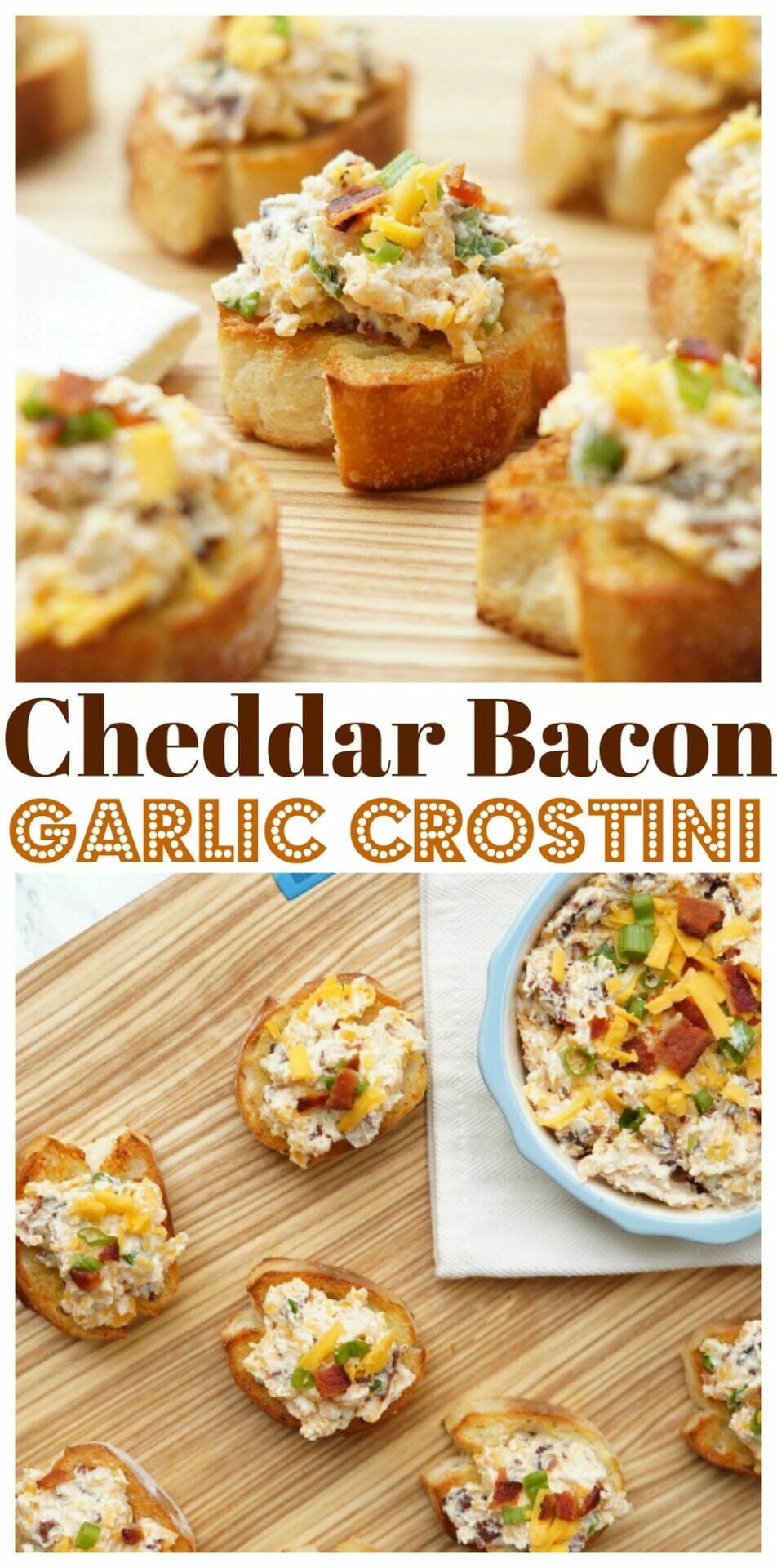 Cheddar Bacon Garlic Crostini