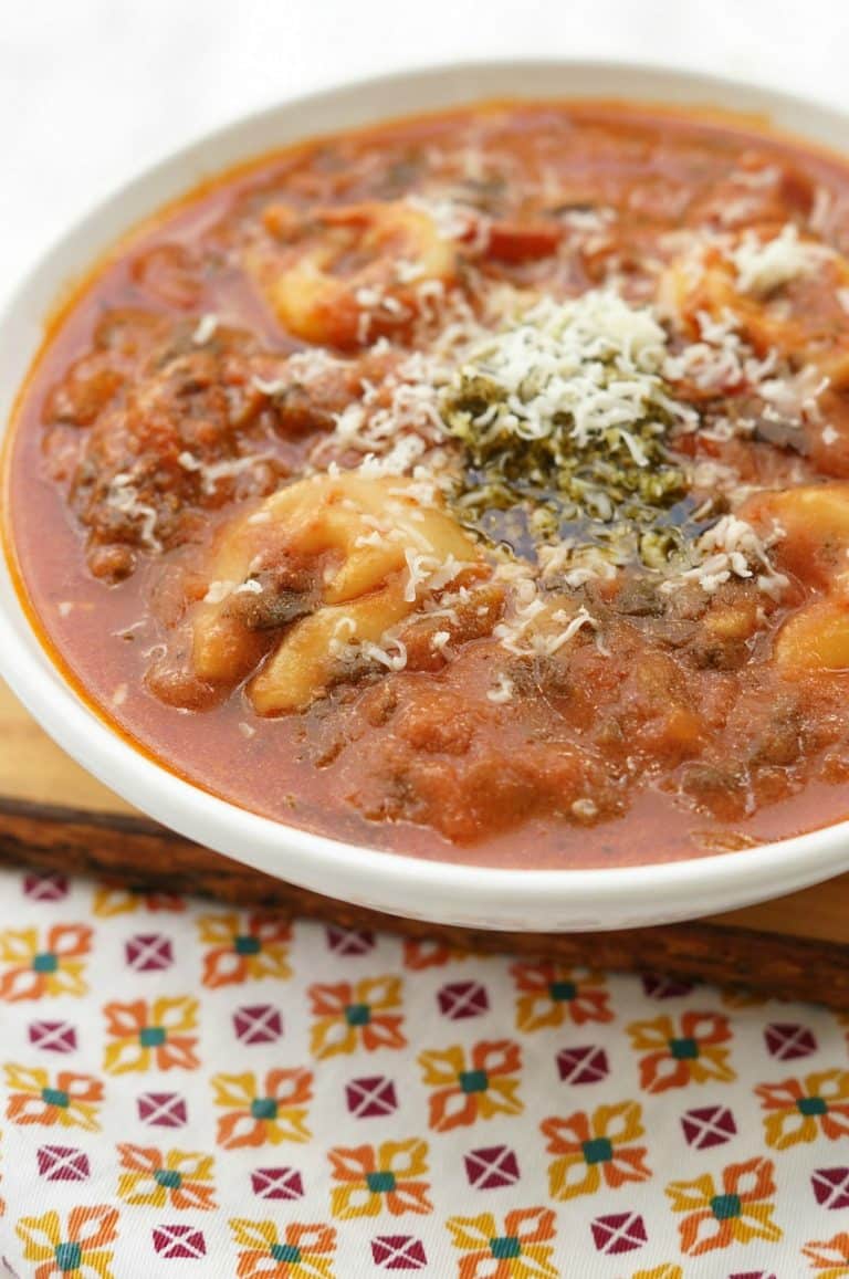 Instant Pot Comfort Food Recipe, Pesto Tomato Tortellini Soup
