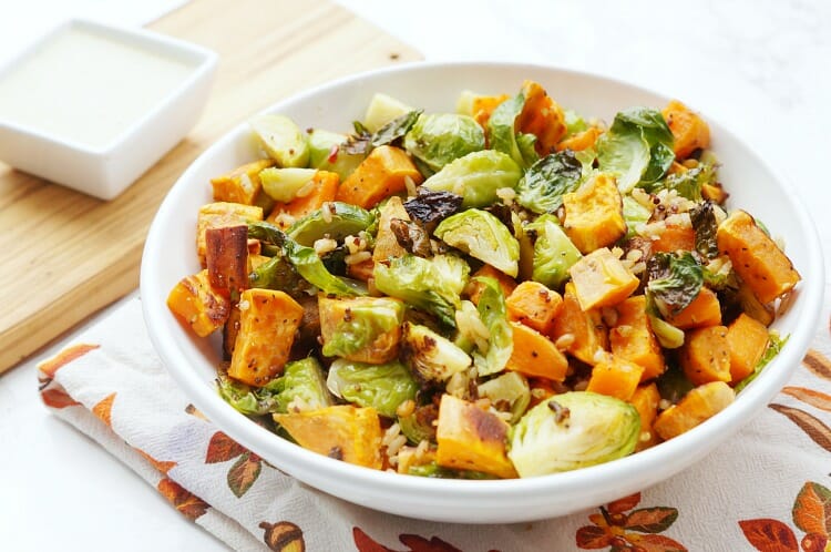 Roasted Sweet Potato and Brussels Sprout Salad