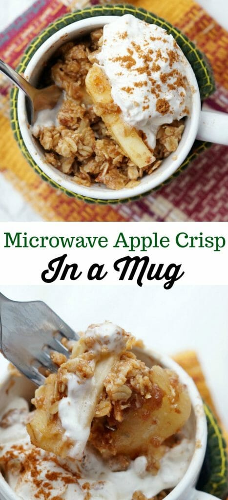 Easy Apple Crisp Recipe made in a mug in the microwave!