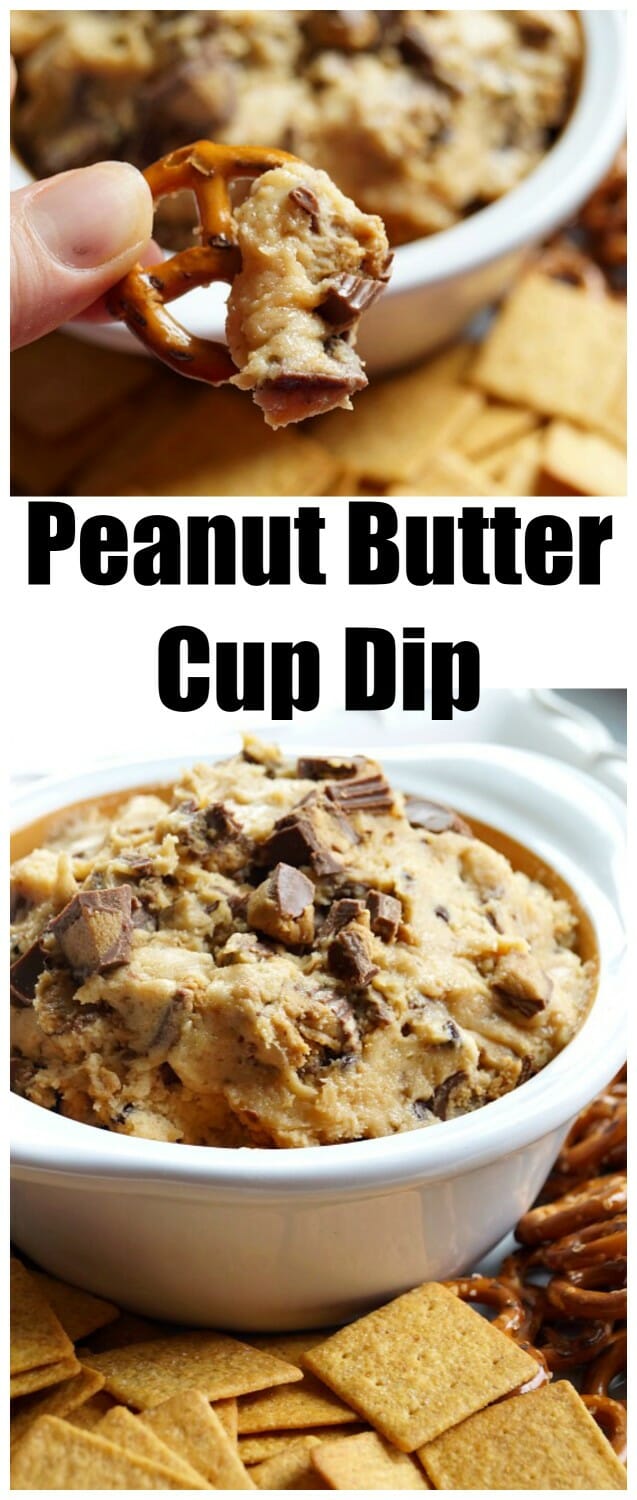 Peanut Butter Cup Dip made with Mini REESE's folded into a peanut butter cookie dough dip! 