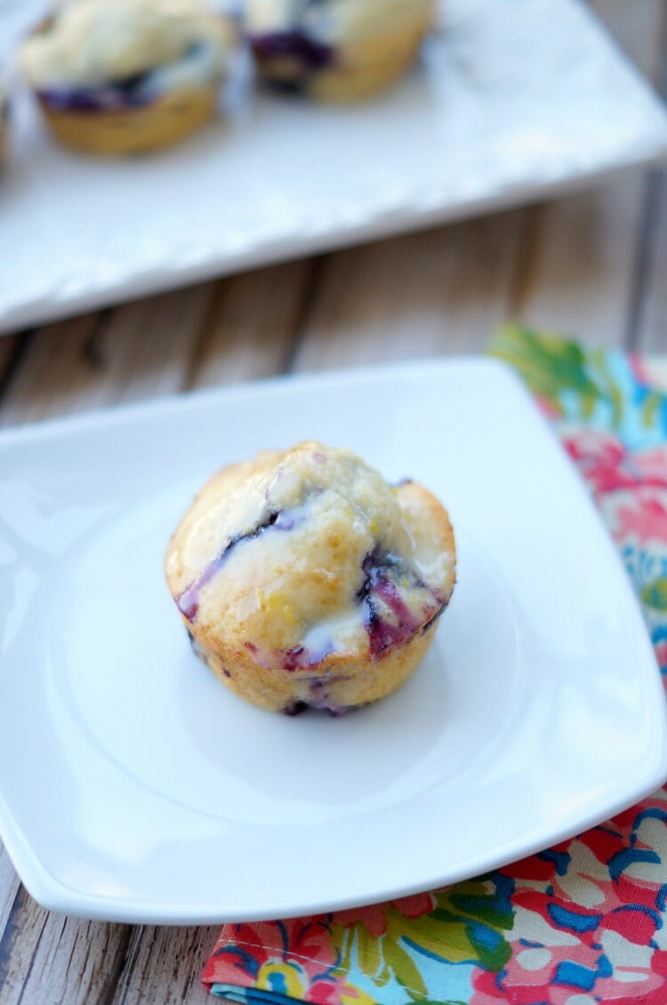 Skinny Greek Yogurt Blueberry Muffins with Lemon Vanilla Glaze