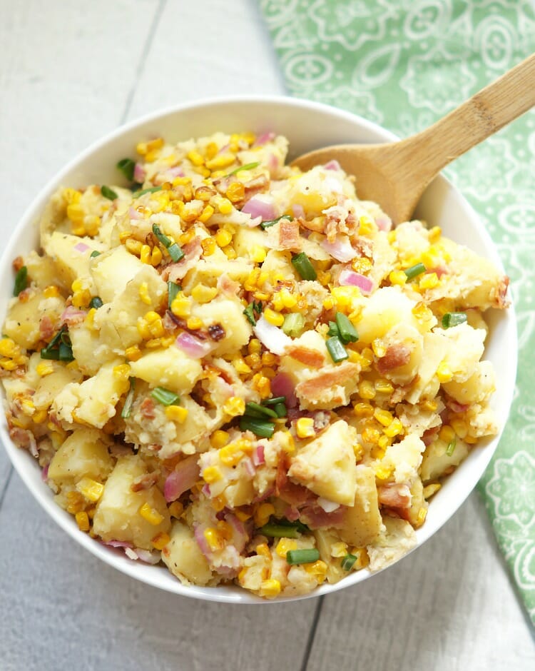 Roasted Corn and Bacon Potato Salad 
