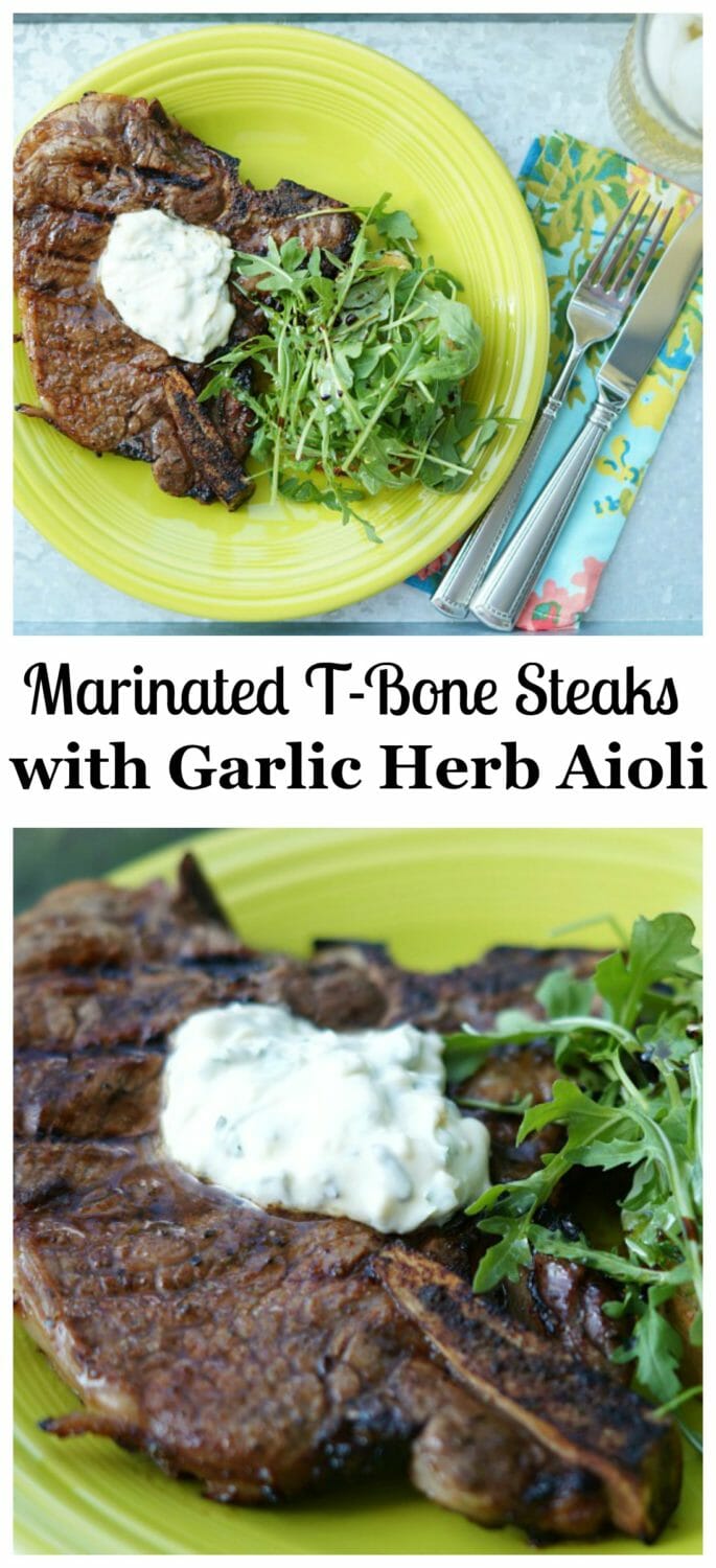 Marinated T-Bone Steaks with Garlic Herb Aioli 