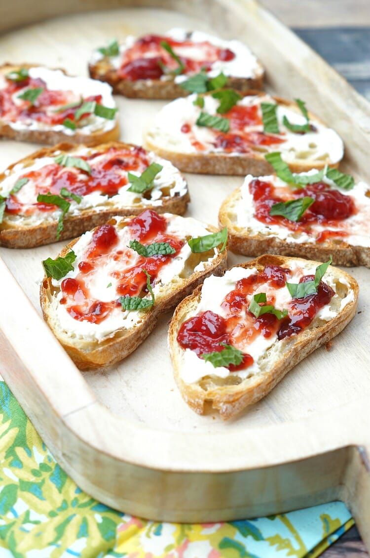 Grilled Strawberry Jalapeno and Cream Cheese Crostini
