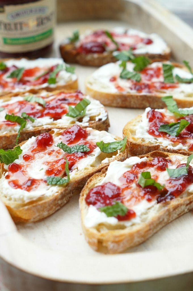 Grilled Strawberry and Jalapeno Cream Cheese Crostini