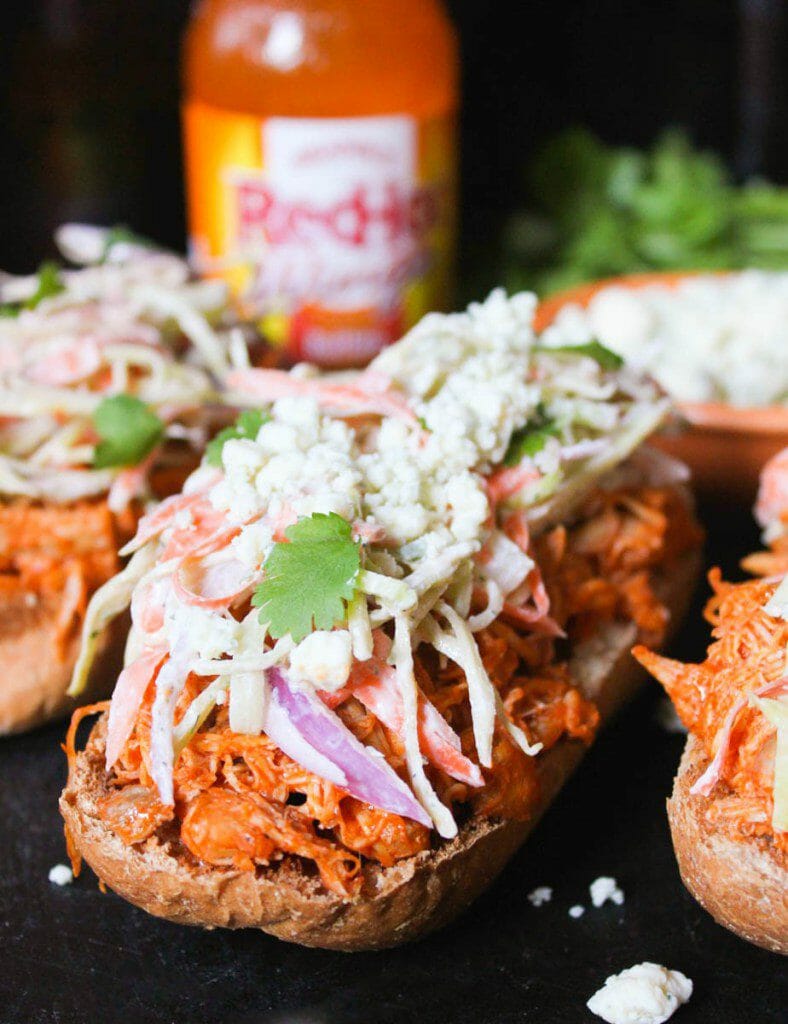Open-Face-Buffalo-Chicken-Subs-with-Ranch-Slaw-and-Blue-Cheese-Crumbles-1
