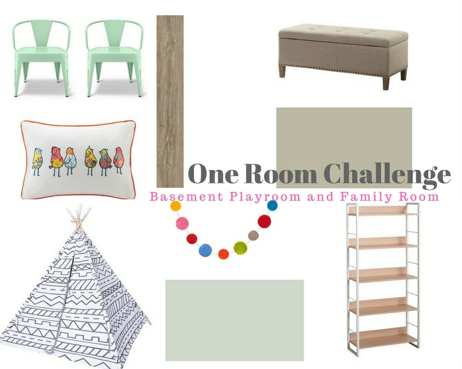 One Room Challenge: Week 5 Basement Family Room and Playroom