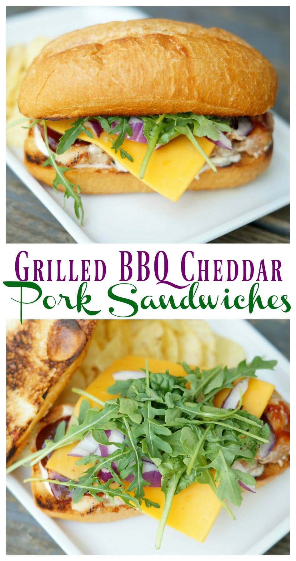 Grilled BBQ Cheddar Pork Sandwiches 