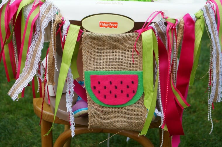 One in a melon birthday bunting for a high chair
