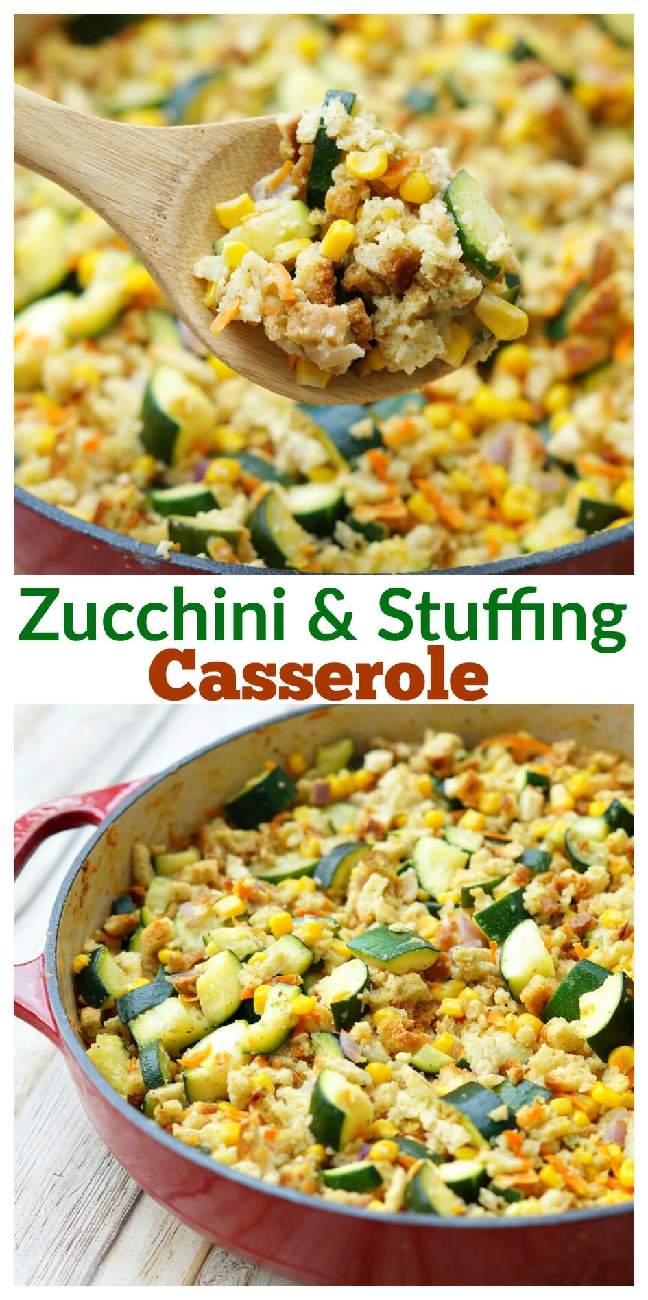 Easy Zucchini and Stuffing Casserole with Corn 