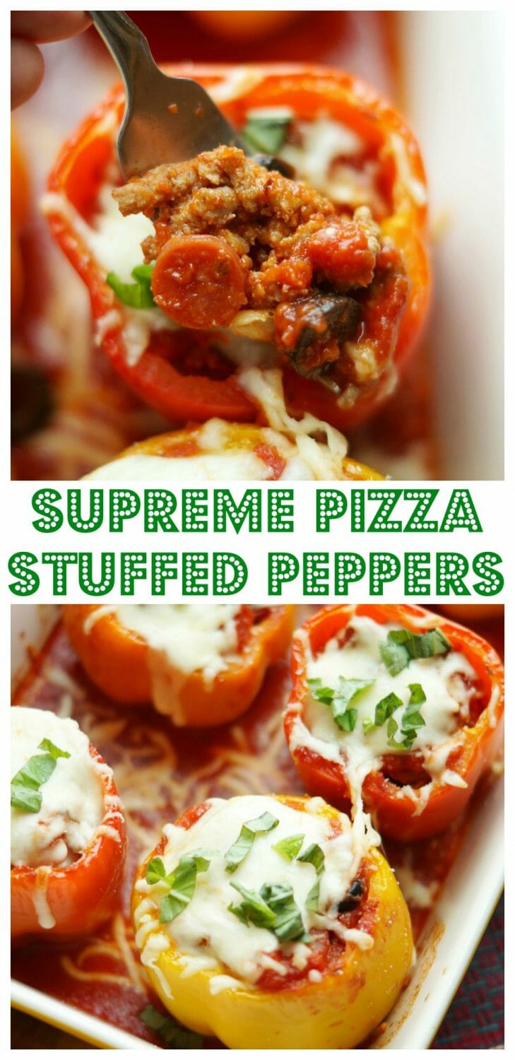 Supreme Pizza Stuffed Peppers, a family friendly healthy dinner!