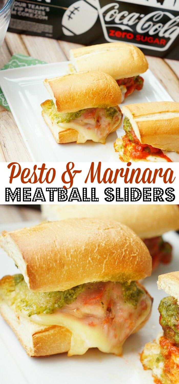 Pesto and Marinara Meatball Sliders 