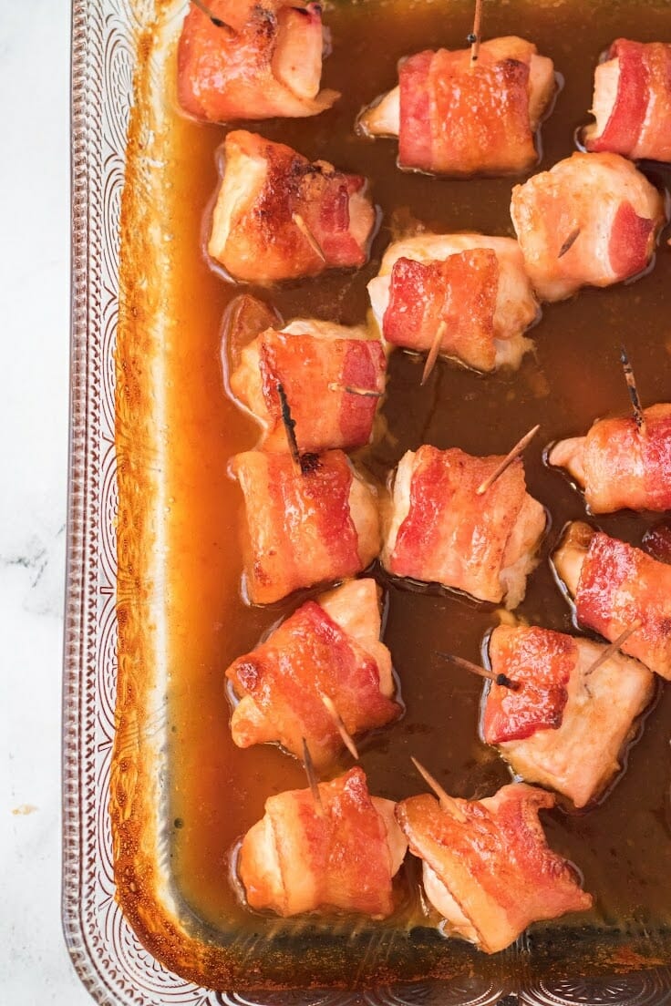 Chicken Baked in Brown Sugar Wrapped in Bacon 